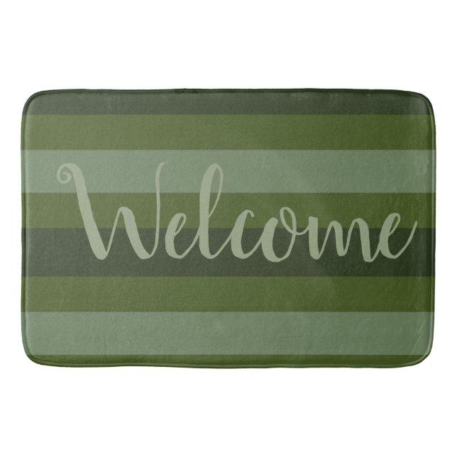 Grönt Rand Välkommen Mat Plocka Din Storleka Badrumsmatta (Framsidan)