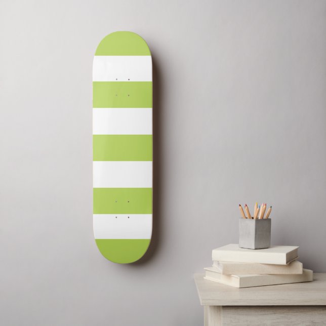 Grönt Rand, Vita Rand, Stripe Mönster Mini Skateboard Bräda 18,5 Cm (Väggkonst)