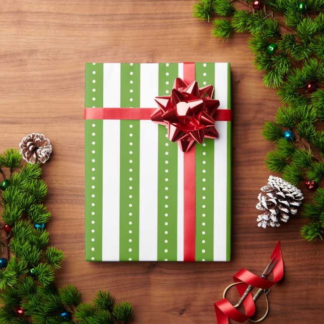 Grönt randigt presentpapper; julpresentpapper presentpapper (Julgåva)