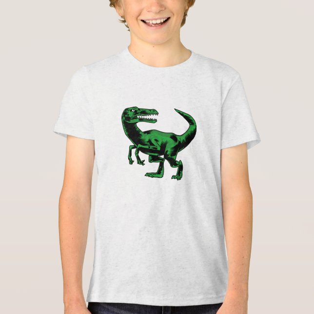 Grönt Raptor Dino T-Shirt (Framsida)