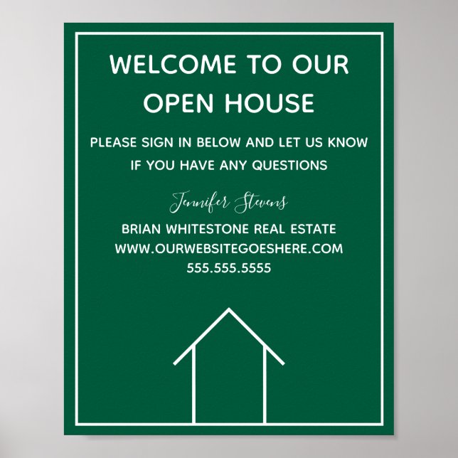 Grönt Real Gods Company Anpassningsbar Open House Poster (Framsidan)