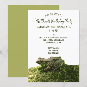 Grönt Realistic Frog Photo Anpassningsbar Party Inbjudningar