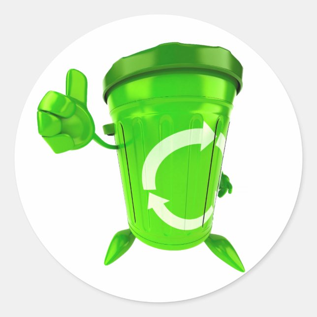 Grönt Recycling Tunna-stickers Runt Klistermärke (Framsida)