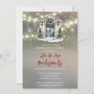 Grönt Red Berry Decor Door Light Bridesmaids Lunch Inbjudningar