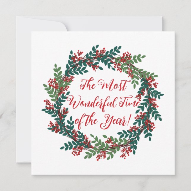 Grönt Red Berry Underbart julandetid Julkort (Framsida)