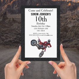 Grönt Red Bike Sports Boy Birthday-inbjudningar Inbjudningar