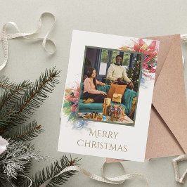 Grönt Red Blommigt Illustration jul hälsning Inbjudningar