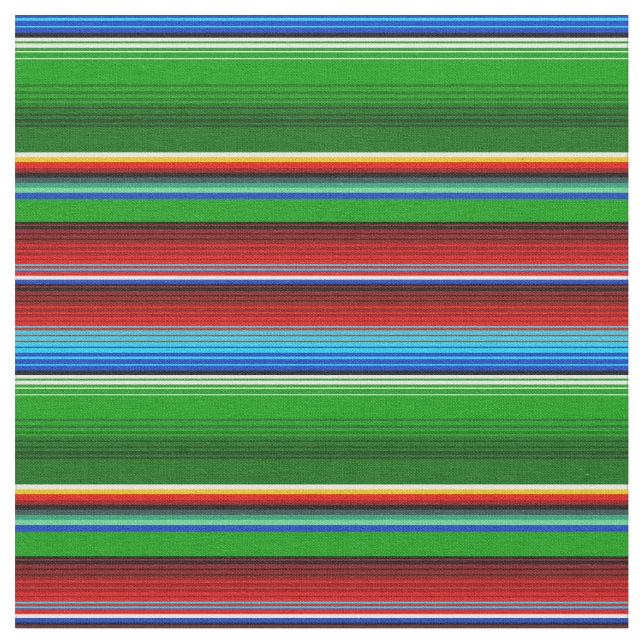 Grönt Red Blue Mexican Sarape Tyg (Närbild)