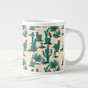 Grönt & Red Cactus Mönster Jumbo Mugg