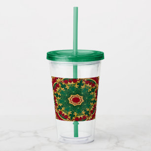 Grönt Red Decorative Helgdag Acrylic Tumbler Take Away Mugg