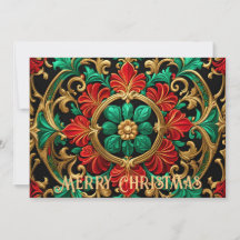 Grönt Red Decorative Helgdag Card