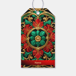 Grönt Red Decorative Helgdag Gift-Märkre Presentetikett