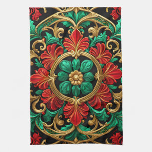 Grönt Red Decorative Helgdag Kitchen Towel Kökshandduk