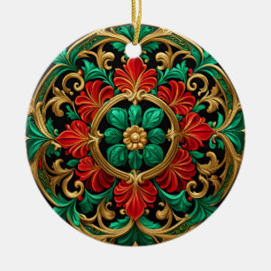 Grönt Red Decorative Helgdag Ornament
