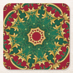 Grönt Red Decorative Helgdag Papper Underlägg Kvadrat