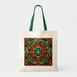 Grönt Red Decorative Helgdag Tote Bag Tygkasse