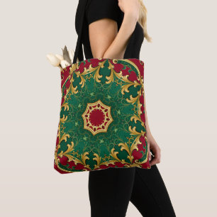 Grönt Red Decorative jul Helgdag Tote Bag Tygkasse