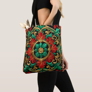 Grönt Red Decorative jul Helgdag Tote Bag Tygkasse