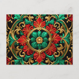 Grönt Red Decorative jul-Helgdag vykort