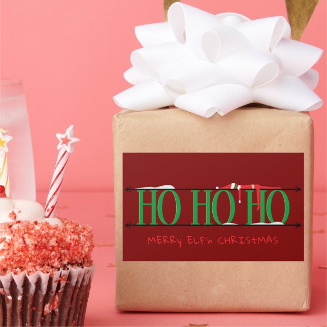 Grönt & Red Elf Shenanigans Rektangulärt Klistermärke (Part)