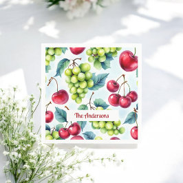 Grönt Red Fruits Graps Cherry Mönster Pappersservett