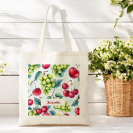 Grönt Red Fruits Graps Cherry Mönster Tygkasse