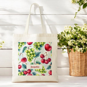 Grönt Red Fruits Graps Cherry Mönster Tygkasse