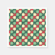 Grönt Red Geometric Puzzle Delarare Mönster