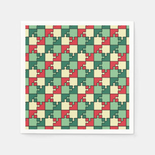 Grönt Red Geometric Puzzle Delarare Mönster Pappersservett