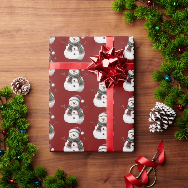 Grönt Red God jul Träd Snögubbe Presentpapper (Julgåva)