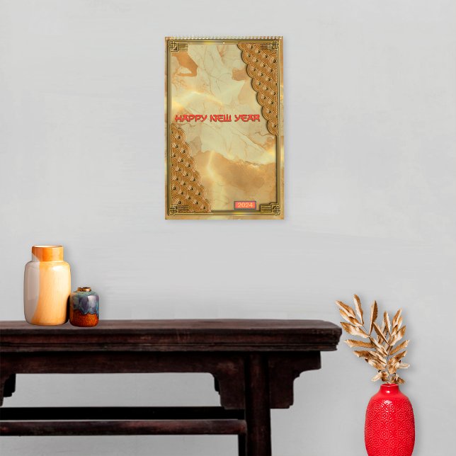 Grönt Red Guld 12 Kinesiska zodiactecken nyår Kalender (Cover)