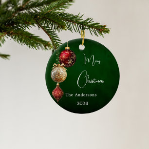 Grönt Red guld baubles jul Julgransprydnad Keramik