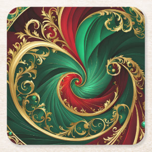 Grönt Red Guld Decorative Helgdag Papper Underlägg Kvadrat