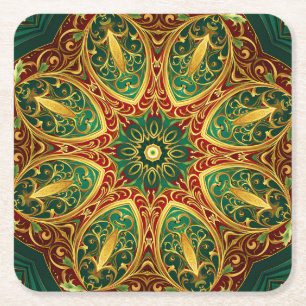 Grönt Red Guld Decorative Helgdag Papper Underlägg Kvadrat