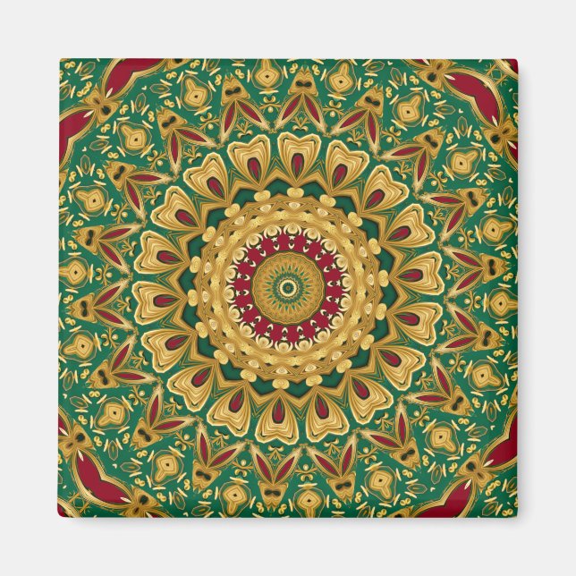 Grönt Red Guld Decorative jul Helgdag Magnet (Framsidan)