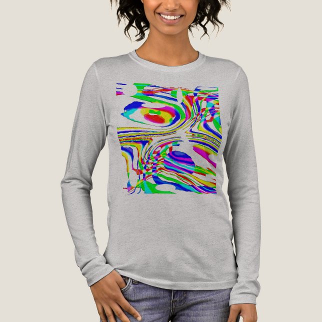 Grönt Red Gult Blue Confetti Art-Abstrakt T Shirt (Framsida)