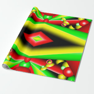 Grönt Red Gult Bubbles and Rand Abstrakt Art Presentpapper
