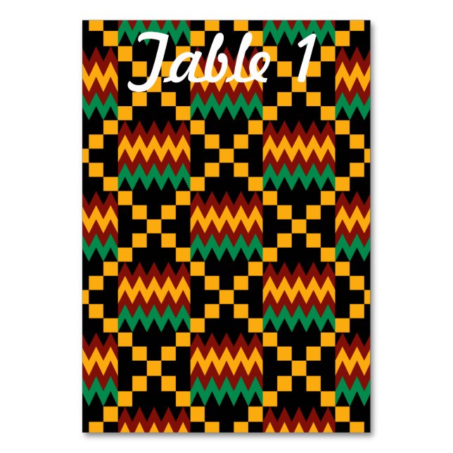 Grönt Red Gult Kente Wedding Reception Bord Bordsnummer (Framsidan)