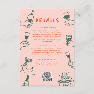 Grönt Red Hand plockade Funky Doodle Bröllop Detai Tilläggskort