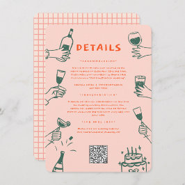 Grönt Red Hand plockade Funky Groovy Bröllop Detai Tilläggskort