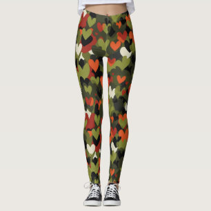 Grönt Red Heart Mönster Leggings