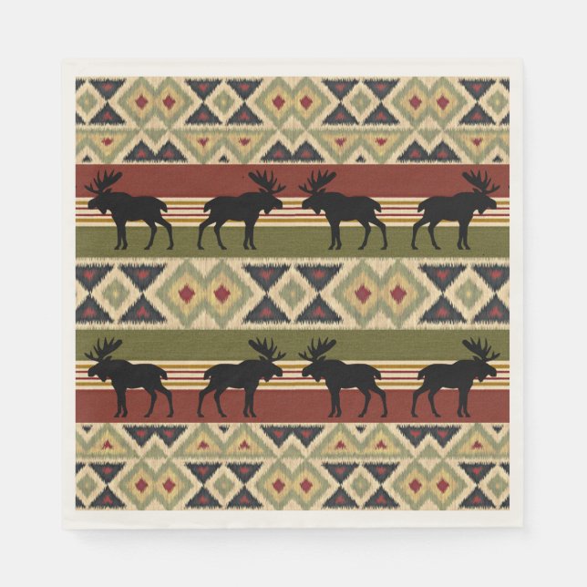 Grönt Red Ivory Ochre Ethnic-utseende Pappersservett (Framsidan)