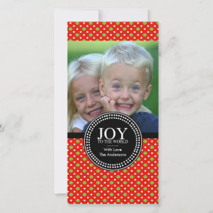 Grönt Red "JOY TO WORLD"-fotokort för Helgdag Julkort