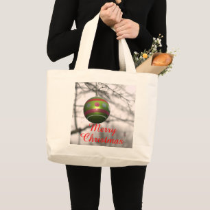 Grönt Red jul Ornament Tote Bag Jumbo Tygkasse
