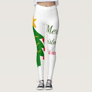 Grönt red julgran god jul lägg till namn leggings