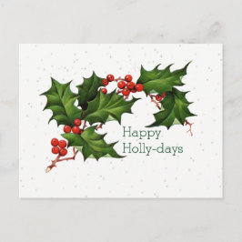 Grönt Red Lycklig Holly Days Vintage & White Stars Vykort