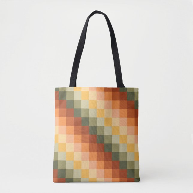GRÖNT RED ORANGE GULT GEOMETRIC MÖNSTER TYGKASSE (Framsida)
