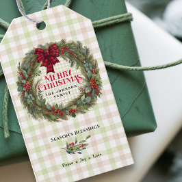 Grönt Red Play Rustic Farmhouse Julfrö Presentetikett