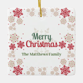 Grönt Red Snowflake-jul Julgransprydnad Keramik