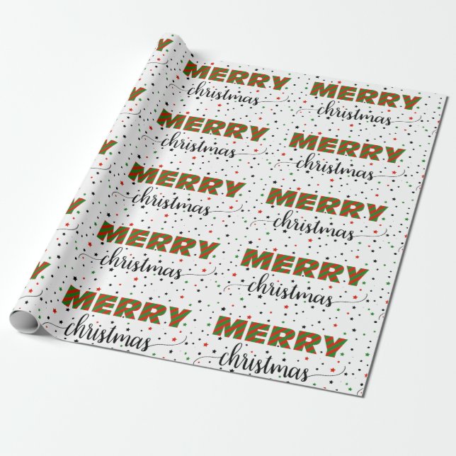 Grönt Red Stripe God jul Stars Presentpapper (Utrullad)